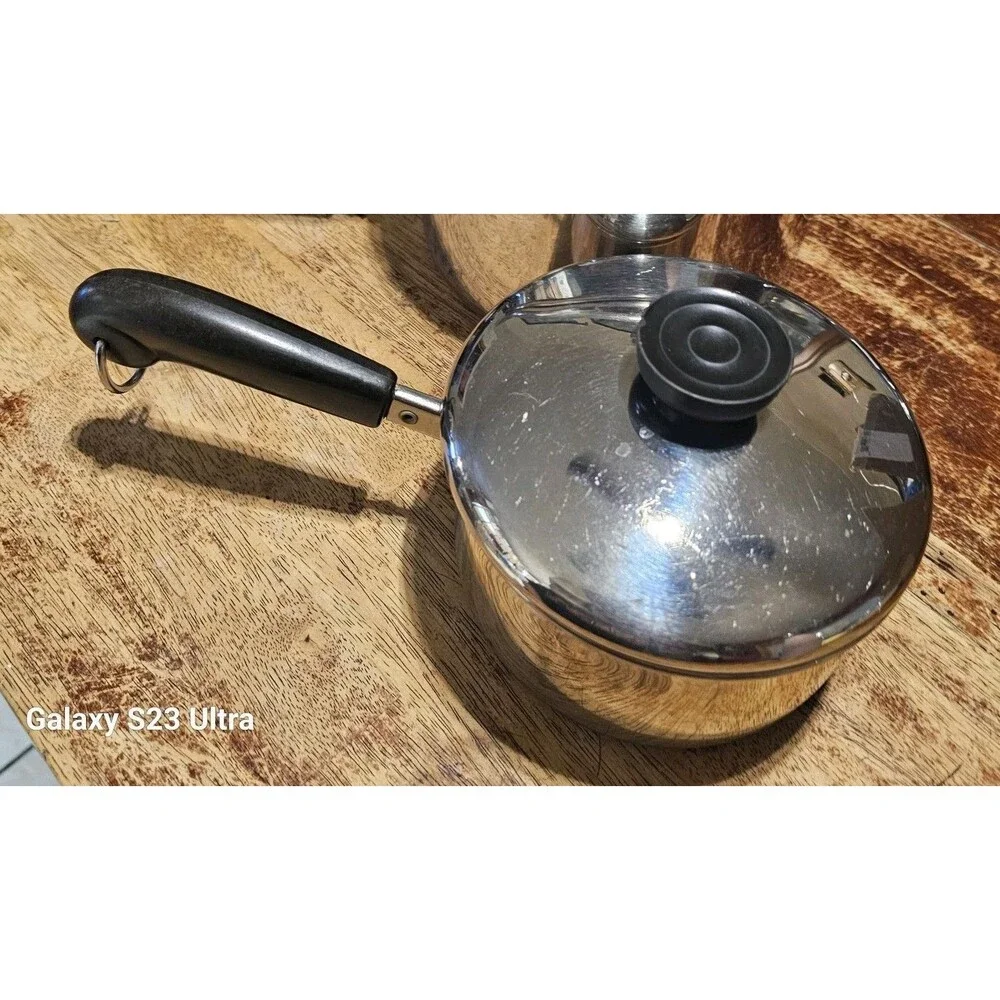 Vintage! 1801 Revere Ware 1 Qt Saucepan Pot w/Lid Copper Bottom